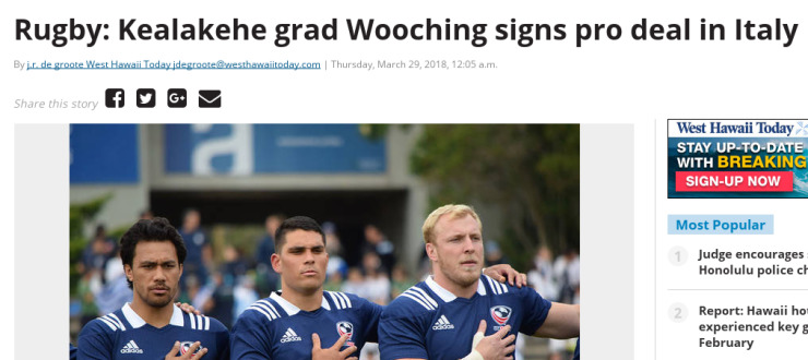 Rugby: Kealakehe grad Wooching signs pro deal in Italy