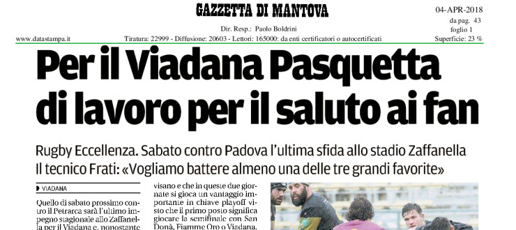 Per il Viadana Pasquetta di lavoro per il saluto ai fan