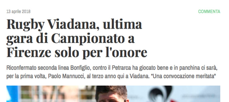 Rugby Viadana, ultima  gara di Campionato a  Firenze solo per l'onore