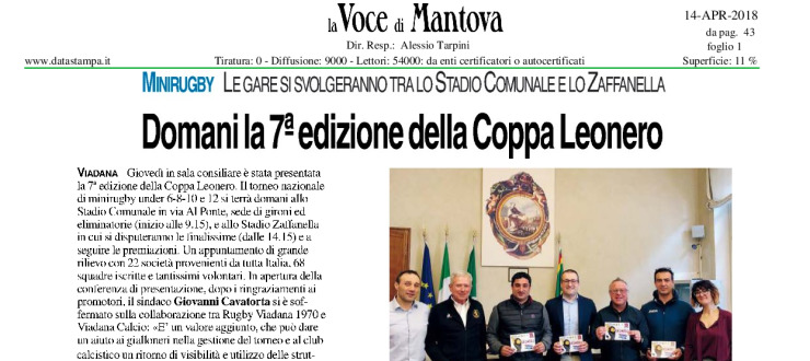 Domani la 7a edizione della Coppa Leonero