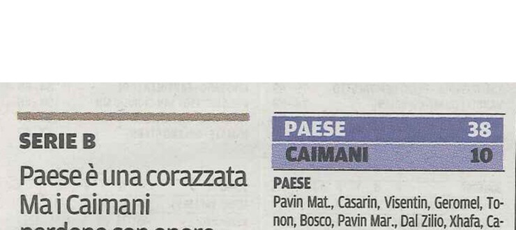 Paese è una corazzata. Ma i Caimani perdono con onore