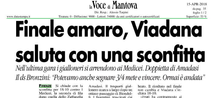 Finale amaro, Viadana saluta con una sconfitta