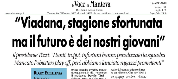 Viadana, stagione sfortunata ma il futuro è dei nostri giovani