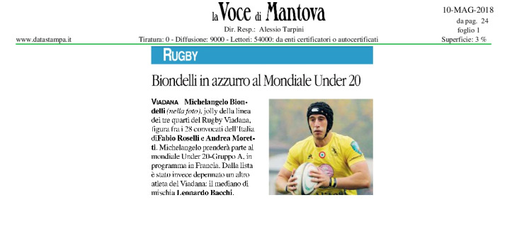 Biondelli in azzurro al mondiale Under 20