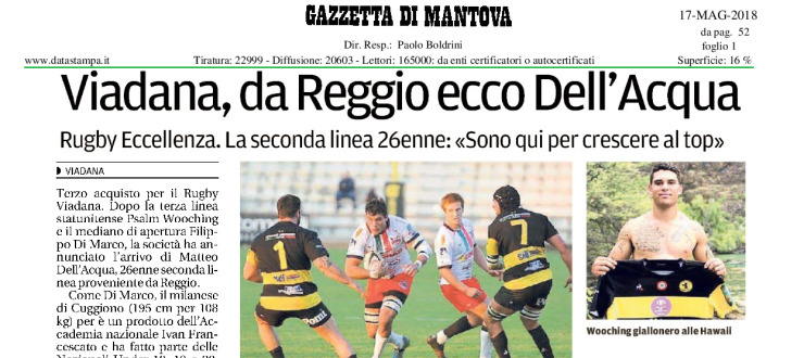 Viadana, da Reggio ecco Dell'Acqua