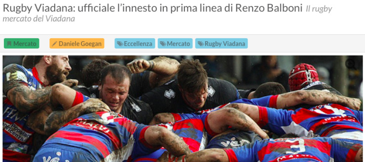 Rugby Viadana: ufficiale l’innesto in prima linea di Renzo Balboni