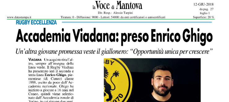 Accademia Viadana: preso Enrico Ghigo