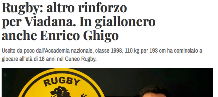 Rugby: altro rinforzo  per Viadana. In giallonero anche Enrico Ghigo
