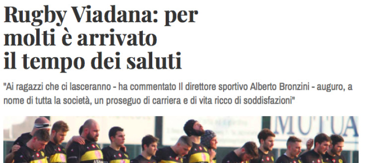 Rugby Viadana: per   molti è arrivato  il tempo dei saluti
