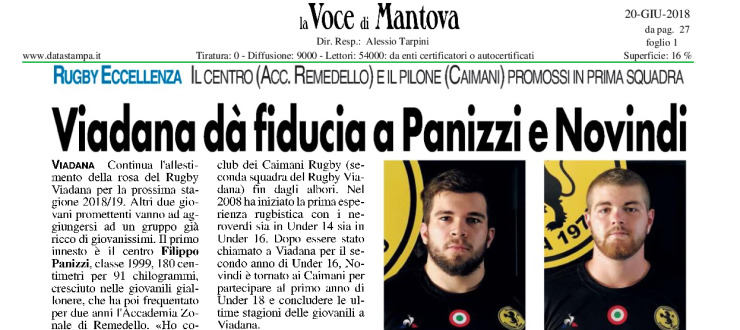 Viadana dà fiducia a Panizzi e Novindi