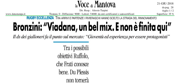 Bronzini:"Viadana, un bel mix"