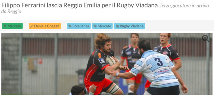  Filippo Ferrarini lascia Reggio Emilia per il Rugby Viadana