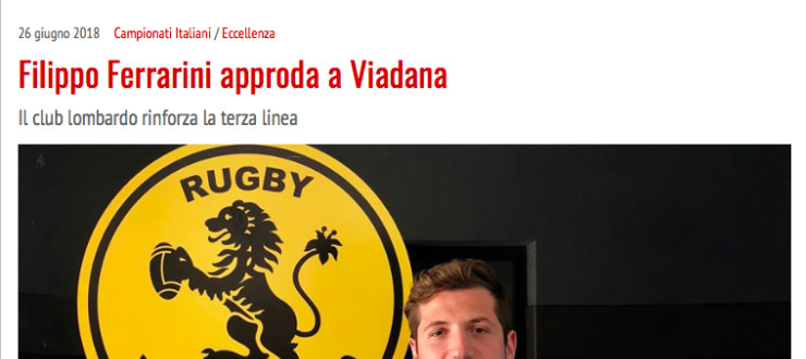 Filippo Ferrarini approda a Viadana
