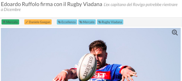 Edoardo Ruffolo firma con il Rugby Viadana