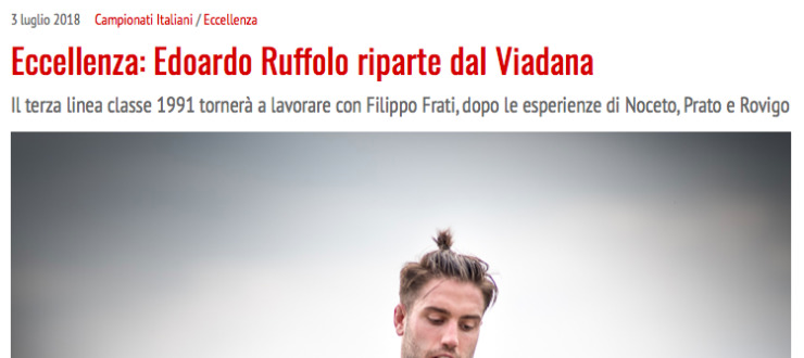 Eccellenza: Edoardo Ruffolo riparte dal Viadana