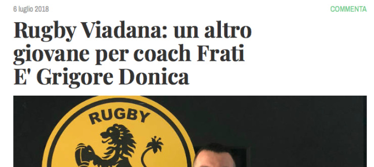 Rugby Viadana: un altro  giovane per coach Frati E' Grigore Donica