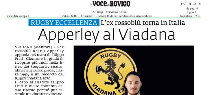 Apperley al Viadana