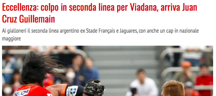 Eccellenza: colpo in seconda linea per Viadana, arriva Juan Cruz Guillemain