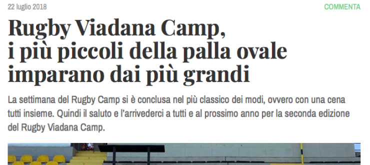 Rugby Viadana Camp,  i più piccoli della palla ovale  imparano dai più grandi