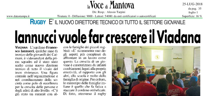 Iannucci vuole far crescere il Viadana