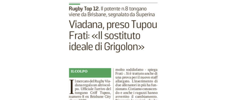 Viadana, preso Tupou. Frati: «Il sostituto ideale di Grigolon»
