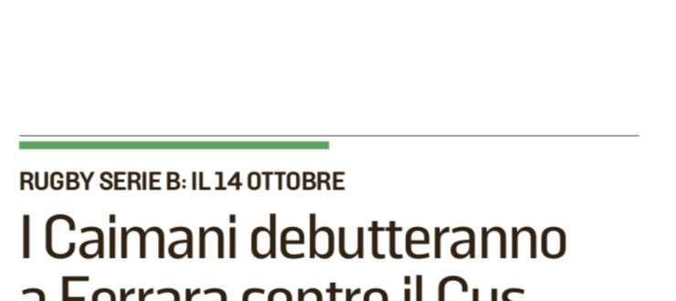 I Caimani debutteranno a Ferrara contro il Cus 