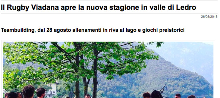 Il Rugby Viadana apre la nuova stagione in valle di Ledro