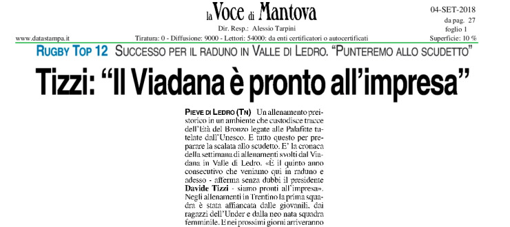 Tizzi: "Il Viadana è pronto all'impresa"