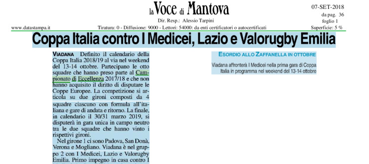 Coppa Italia contro I Medicei, Lazio e Valorugby Emilia