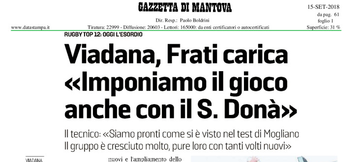 Viadana, Frati carica «Imponiamo il gioco»