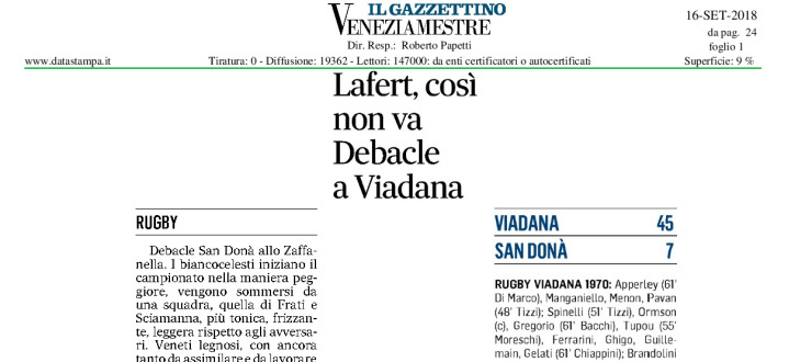 Lafert, così non va Debacle a Viadana