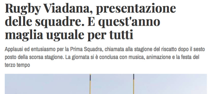 Rugby Viadana, presentazione  delle squadre. E quest'anno  maglia uguale per tutti