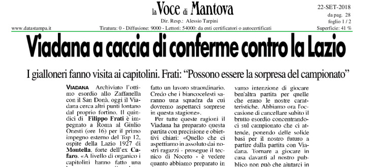 Viadana a caccia di conferme contro la Lazio