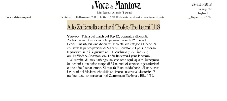 Allo Zaffanella anche il Trofeo Tre Leoni U18
