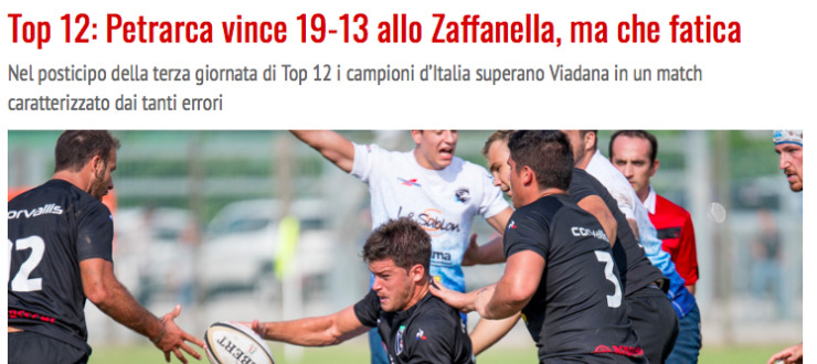 Top 12: Petrarca vince 19-13 allo Zaffanella, ma che fatica