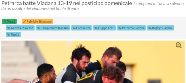 Petrarca batte Viadana 13-19 nel posticipo domenicale