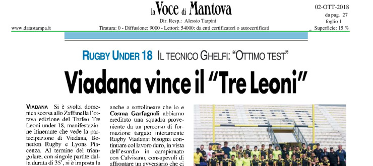 Viadana vince il "Tre Leoni"