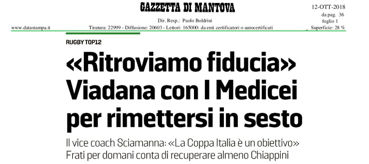 «Ritroviamo fiducia» Viadana con I Medicei per rimettersi in sesto