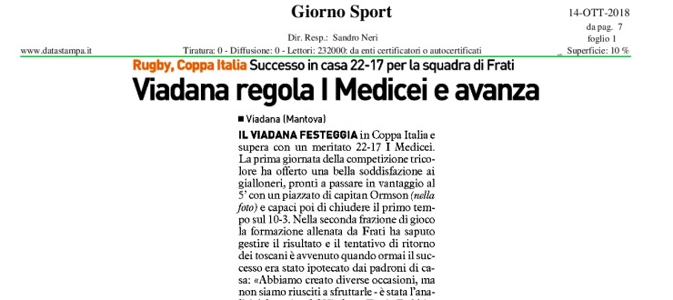 Viadana regola I Medicei e avanza