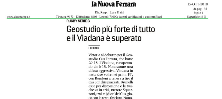 Geostudio più forte di tutto e il Viadana è superato