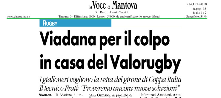 Viadana per il colpo in casa del Valorugby