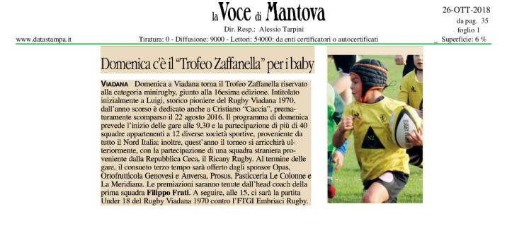 Domenica c'è il "Trofeo Zaffanella" per i baby