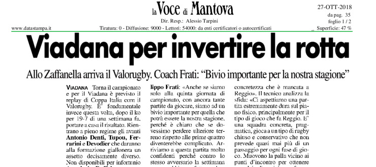 Viadana per invertire la rotta