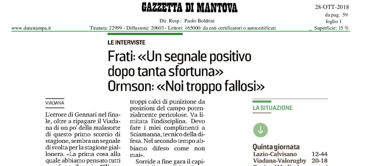 Frati: " Un segnale positivo dopo tanta sfortuna" 