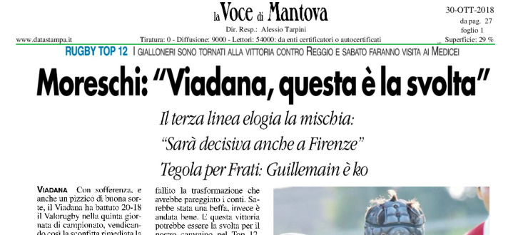 Moreschi: "Viadana, questa è la svolta"