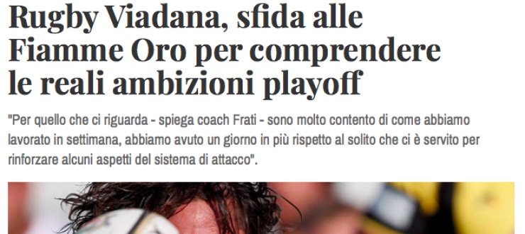 Rugby Viadana, sfida alle  Fiamme Oro per comprendere  le reali ambizioni playoff
