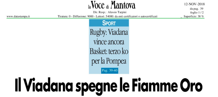 Il Viadana spegne le Fiamme Oro