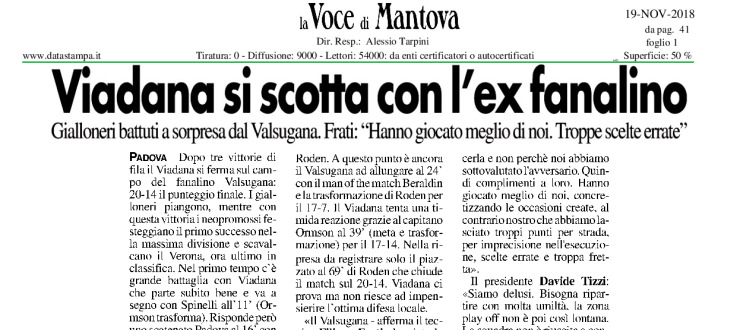 Viadana si scotta con l'ex fanalino