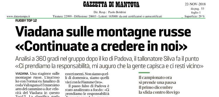 Viadana sulle montagne russe. "Continuate a credere in noi"