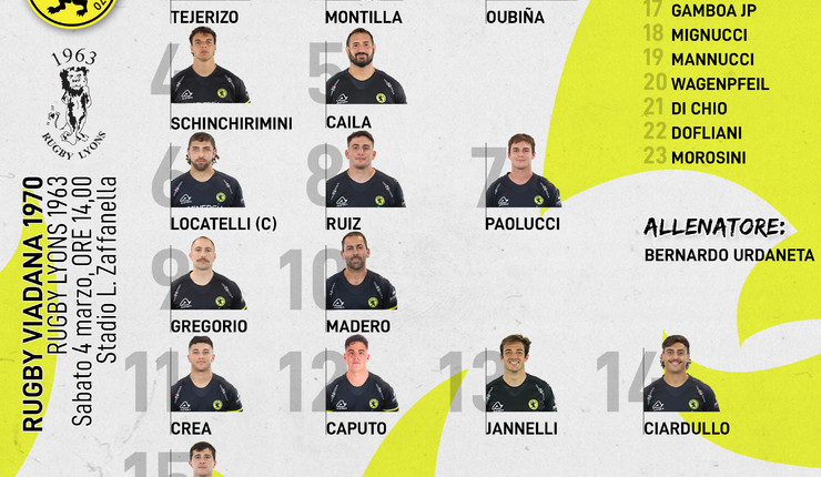 ALLO ZAFFANELLA ARRIVANO I LYONS, LA FORMAZIONE DEI LEONI GIALLONERI PER BATTERE I PIACENTINI